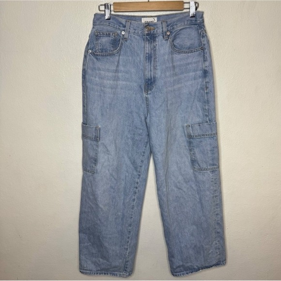 Frame High Rise Baggy Pocket Jeans Wide Leg Genoa Womens Size 29 Light Wash - Picture 1 of 13